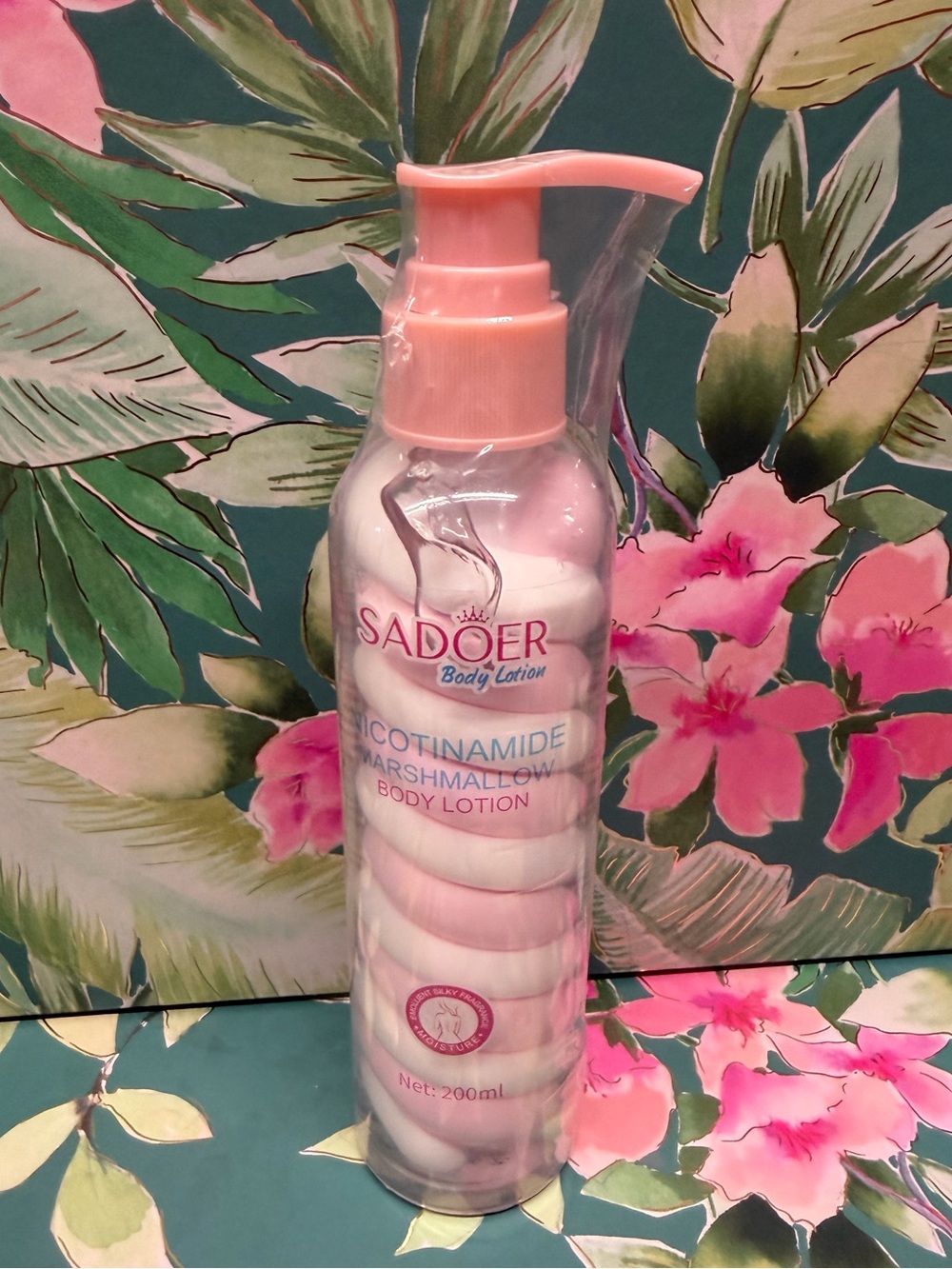 SADOER Nicotinamide Marshmallow Body Lotion 200ml NEW Pink Swirl Korean Skincare
